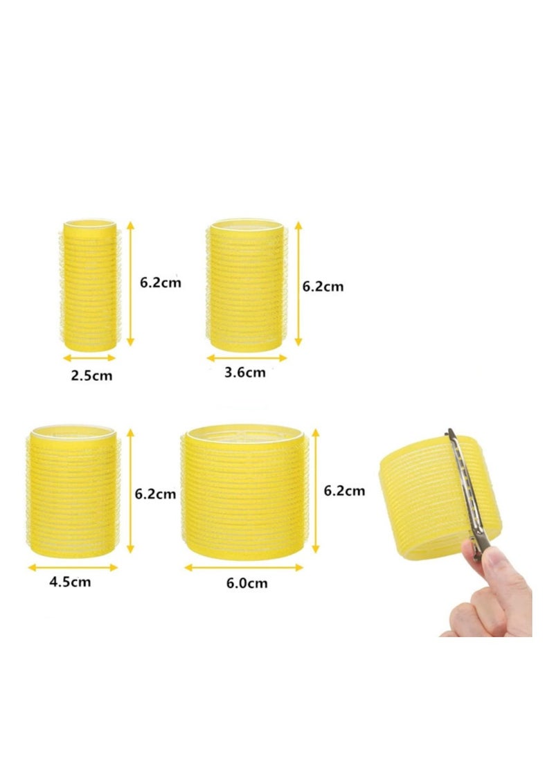Generic Rollers Hair Curlers 50 Pcs Set with 24Pcs Hair Rollers 4 Sizes (6 Jumbo Rollers/6 Large Rollers/6 Medium Rollers/6 Small Rollers) / 1 comb and 24 Pcs Hair Clips & Storage Bag for Long Medium Short Thick Hair Volume Styling (Yellow)  - Image 2
