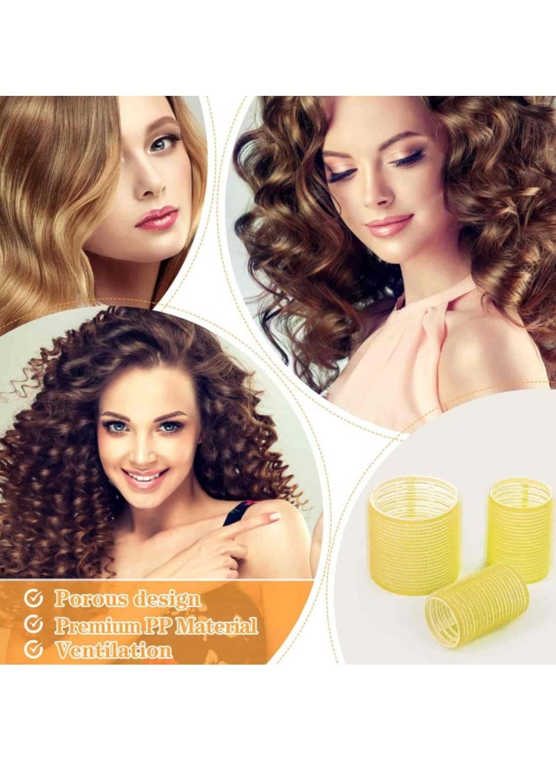 Generic Rollers Hair Curlers 50 Pcs Set with 24Pcs Hair Rollers 4 Sizes (6 Jumbo Rollers/6 Large Rollers/6 Medium Rollers/6 Small Rollers) / 1 comb and 24 Pcs Hair Clips & Storage Bag for Long Medium Short Thick Hair Volume Styling (Yellow)  - Image 5