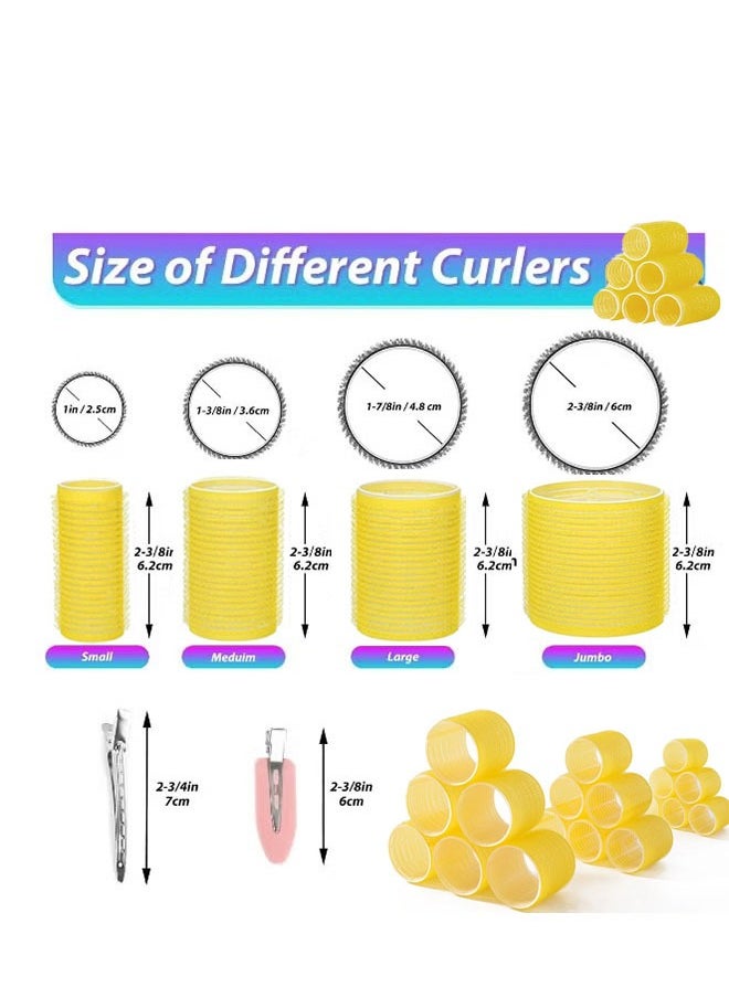 Generic Rollers Hair Curlers 50 Pcs Set with 24Pcs Hair Rollers 4 Sizes (6 Jumbo Rollers/6 Large Rollers/6 Medium Rollers/6 Small Rollers) / 1 comb and 24 Pcs Hair Clips & Storage Bag for Long Medium Short Thick Hair Volume Styling (Yellow)  - Image 3