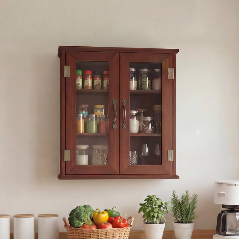 ChooChoo Bathroom Wall Cabinet, Medicine Cabinet with Acrylic Doors, Wall Mounted Over The Toilet Storage Cabinet with Adjustable Shelves for Bathroom, Kitchen, and Laundry Room, Walnut - Image 5