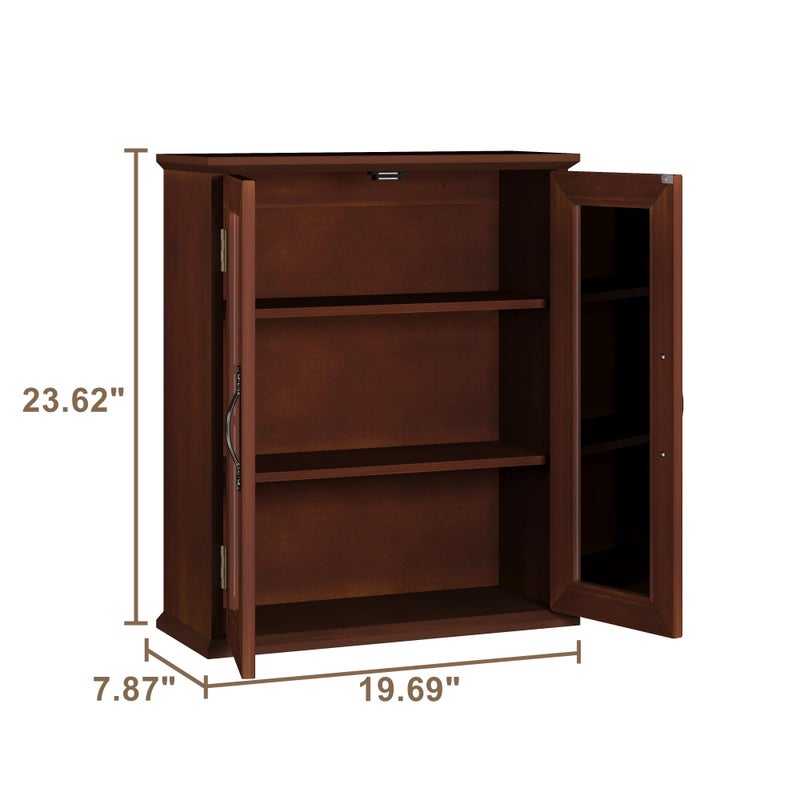 ChooChoo Bathroom Wall Cabinet, Medicine Cabinet with Acrylic Doors, Wall Mounted Over The Toilet Storage Cabinet with Adjustable Shelves for Bathroom, Kitchen, and Laundry Room, Walnut - Image 3