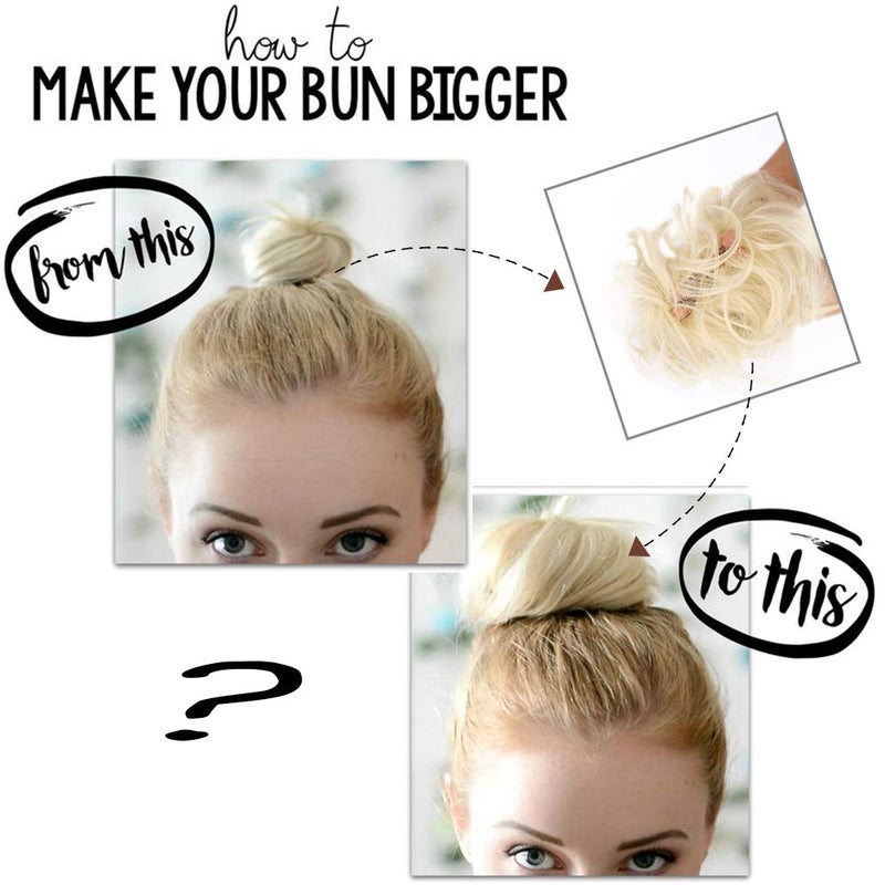 Lativ Messy Hair Bun Tousled Updo Hair Scrunchies Extension With Elastic Rubber Band Messy Accessories Hair Pieces for Women Girls (Messy Bun, Bleach Blonde) - Image 3