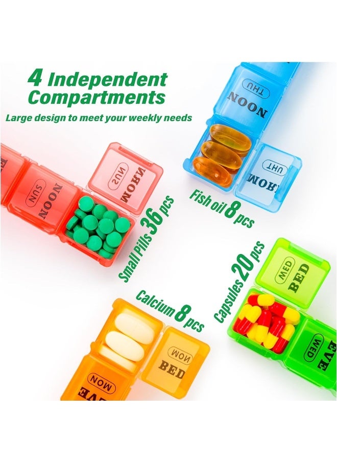 Weekly Pill Organizer 4 Times a Day 7-Day Pill Boxes and Organizer AM PM Big Compartments Pill Case Monthly Medication Organizer 28 Days Dispenser for Fish Oils - Image 2