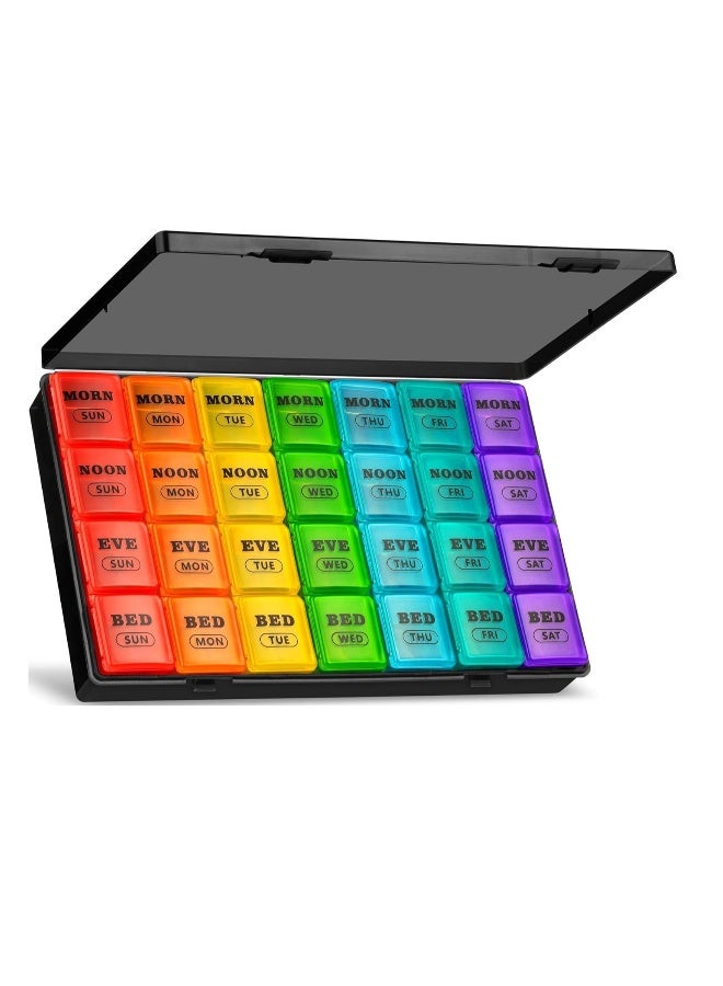 Weekly Pill Organizer 4 Times a Day 7-Day Pill Boxes and Organizer AM PM Big Compartments Pill Case Monthly Medication Organizer 28 Days Dispenser for Fish Oils - Image 1
