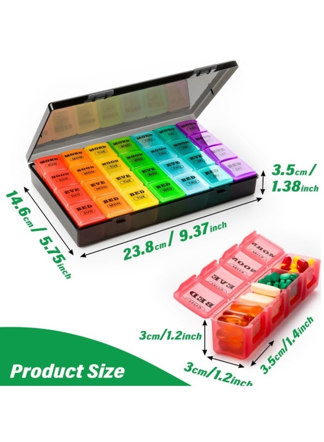 Weekly Pill Organizer 4 Times a Day 7-Day Pill Boxes and Organizer AM PM Big Compartments Pill Case Monthly Medication Organizer 28 Days Dispenser for Fish Oils - Image 4