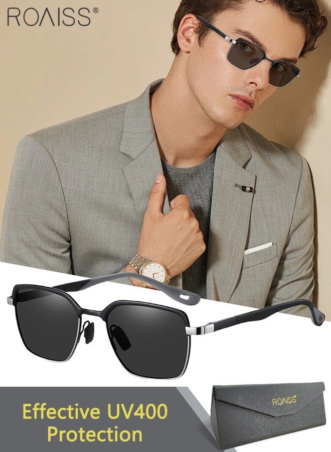 roaiss Fashion Polarized Sunglasses for Men, UV Protection Metal Square Retro Sun Glasses, Anti-glare Driver Driving Eyewear, Suitable for Cycling, Golf, Fishing - Image 1