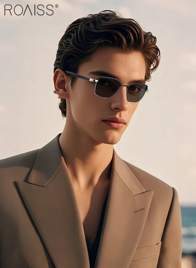 roaiss Fashion Polarized Sunglasses for Men, UV Protection Metal Square Retro Sun Glasses, Anti-glare Driver Driving Eyewear, Suitable for Cycling, Golf, Fishing - Image 2