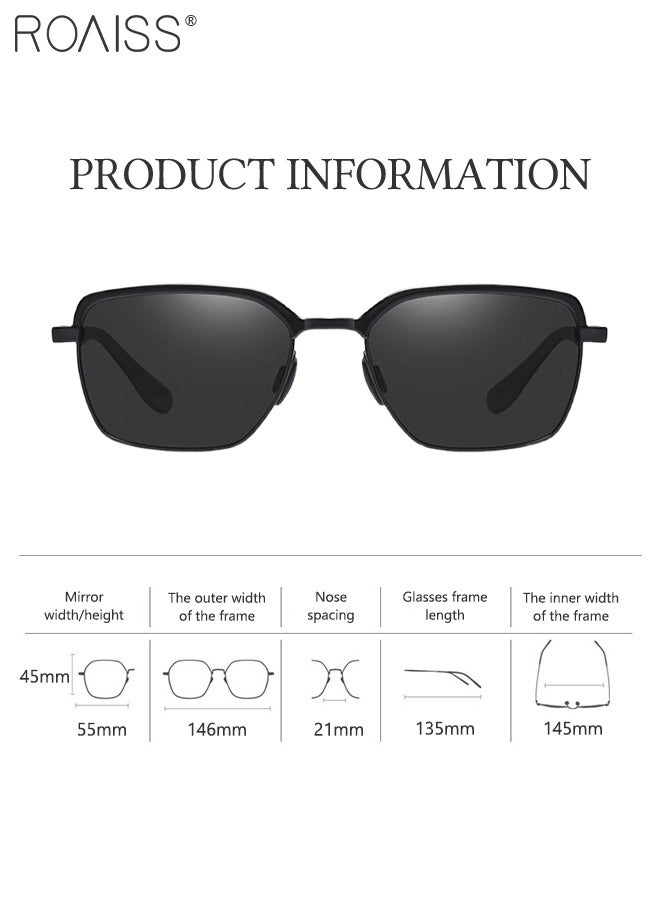 roaiss Fashion Polarized Sunglasses for Men, UV Protection Metal Square Retro Sun Glasses, Anti-glare Driver Driving Eyewear, Suitable for Cycling, Golf, Fishing - Image 3