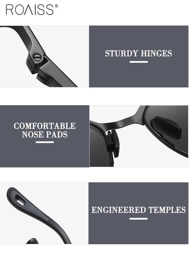 roaiss Fashion Polarized Sunglasses for Men, UV Protection Metal Square Retro Sun Glasses, Anti-glare Driver Driving Eyewear, Suitable for Cycling, Golf, Fishing - Image 4