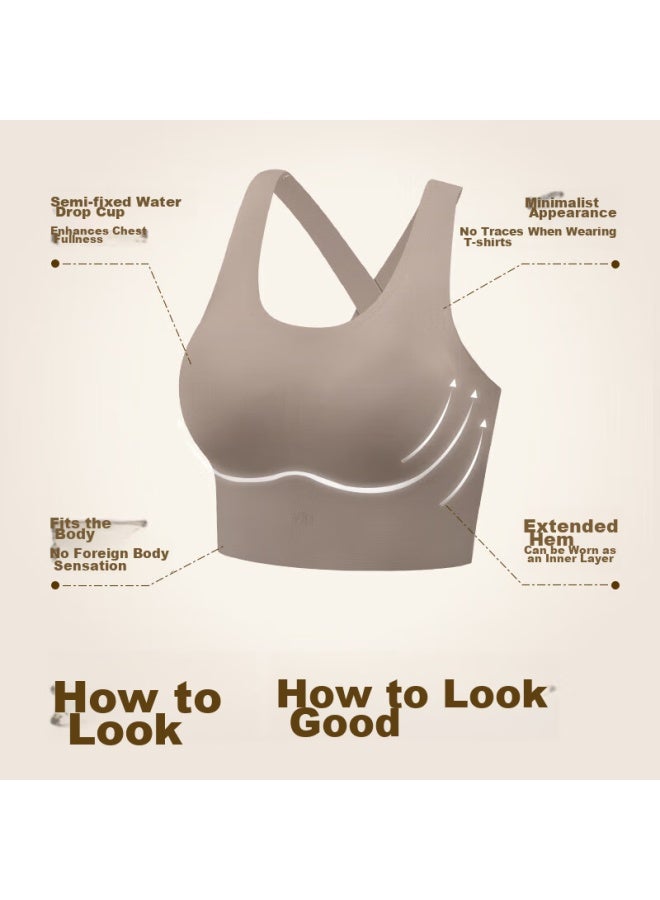 Vfu Sports Bra For Women, Versatile, Shock-absorbing, Suitable For Outdoor Wear, Yoga, Fitness Tank Top, Brown, Size M - Image 4