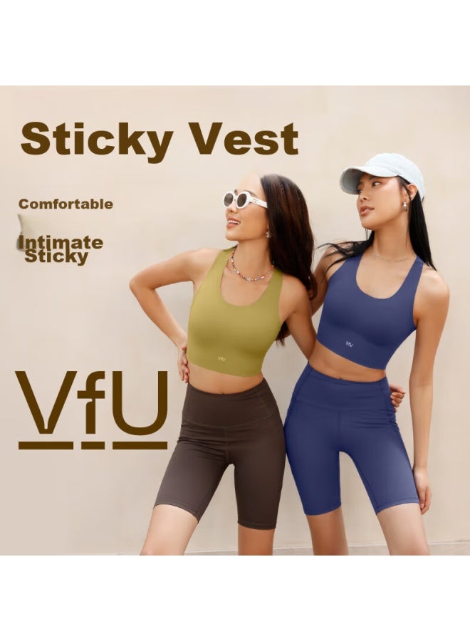 Vfu Sports Bra For Women, Versatile, Shock-absorbing, Suitable For Outdoor Wear, Yoga, Fitness Tank Top, Brown, Size M - Image 1