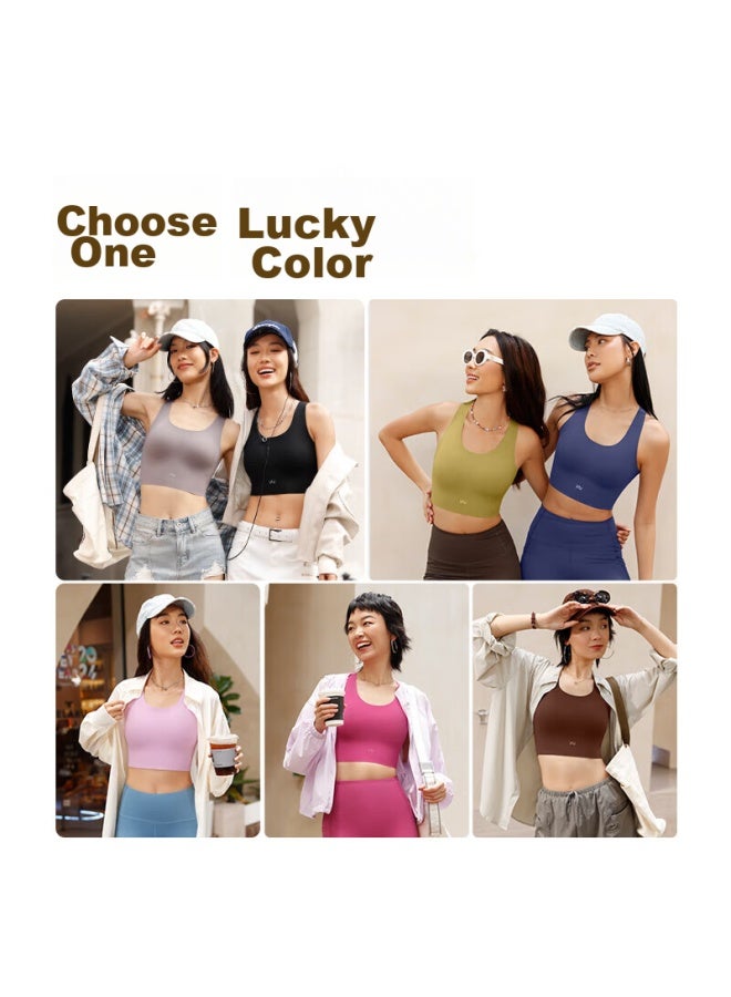 Vfu Sports Bra For Women, Versatile, Shock-absorbing, Suitable For Outdoor Wear, Yoga, Fitness Tank Top, Brown, Size M - Image 5