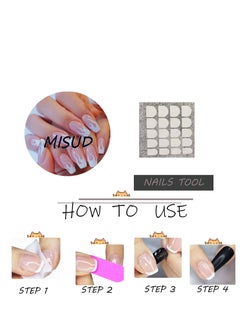 KASTWAVE Nails Prom Medium Length Flame Fake Nails Full Cover Nails for Women and Girls Nail Art Fake Nail Nail Patch Pink White 1 SET of 24 PCS Flame Model Without Glue Delivery  - Image 4
