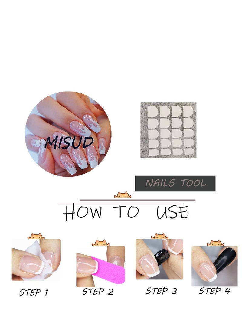 KASTWAVE Nails Prom Medium Length Flame Fake Nails Full Cover Nails for Women and Girls Nail Art Fake Nail Nail Patch Pink White 1 SET of 24 PCS Flame Model Without Glue Delivery - Image 4