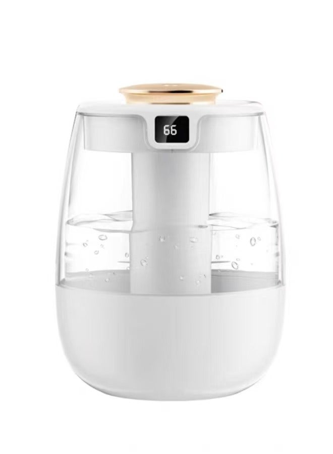USB aromatherapy diffuser air humidifier with removable water tank for easy filling and cleaning, dual nozzles, silent and large mist volume, with night light. Display humidity