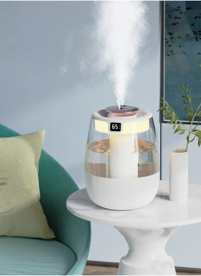 Generic USB aromatherapy diffuser air humidifier with removable water tank for easy filling and cleaning, dual nozzles, silent and large mist volume, with night light. Display humidity  - Image 2