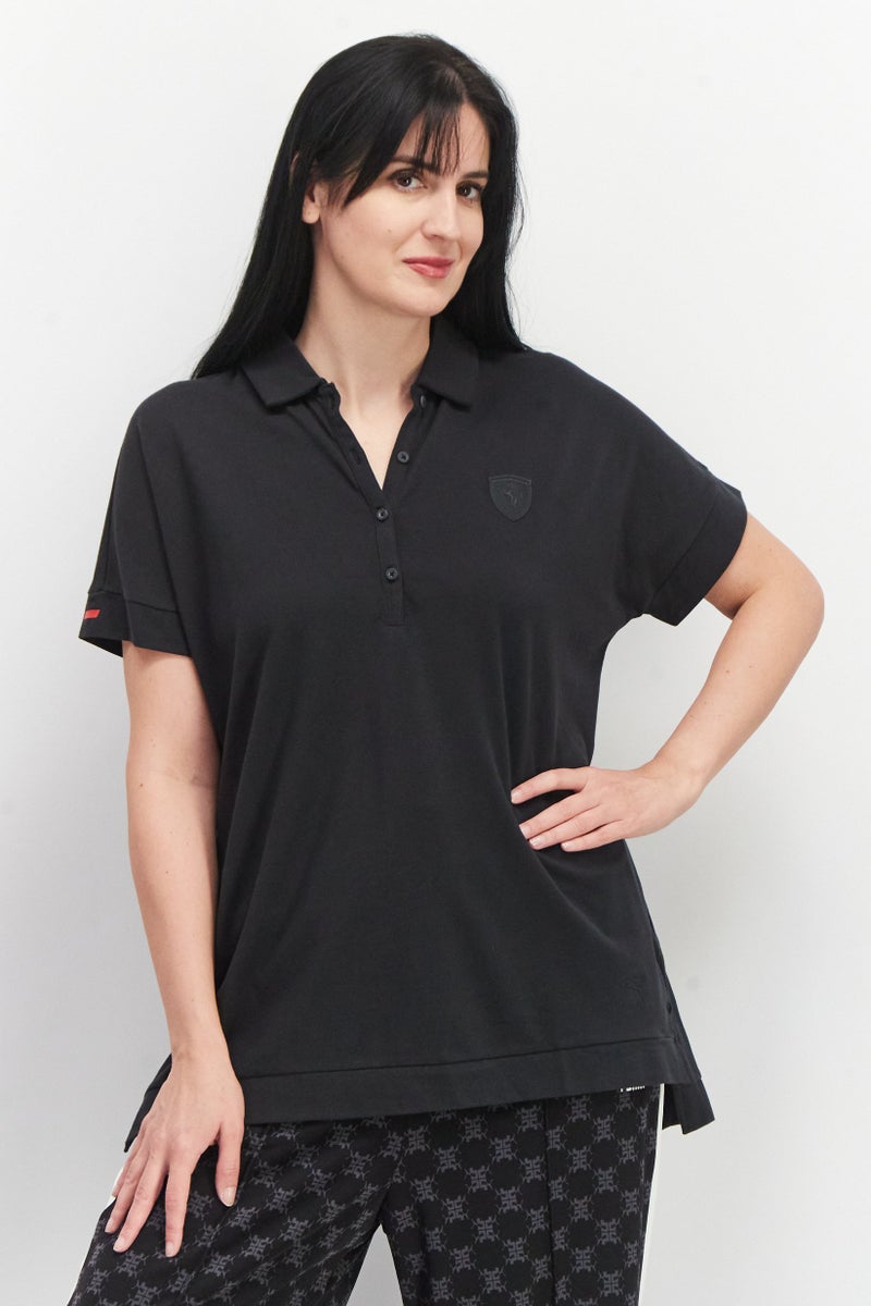 PUMA Puma x Scuderia Ferrari Women Sportswear Fit Short Sleeve Brand Logo Polo Shirt, Black  - Image 1