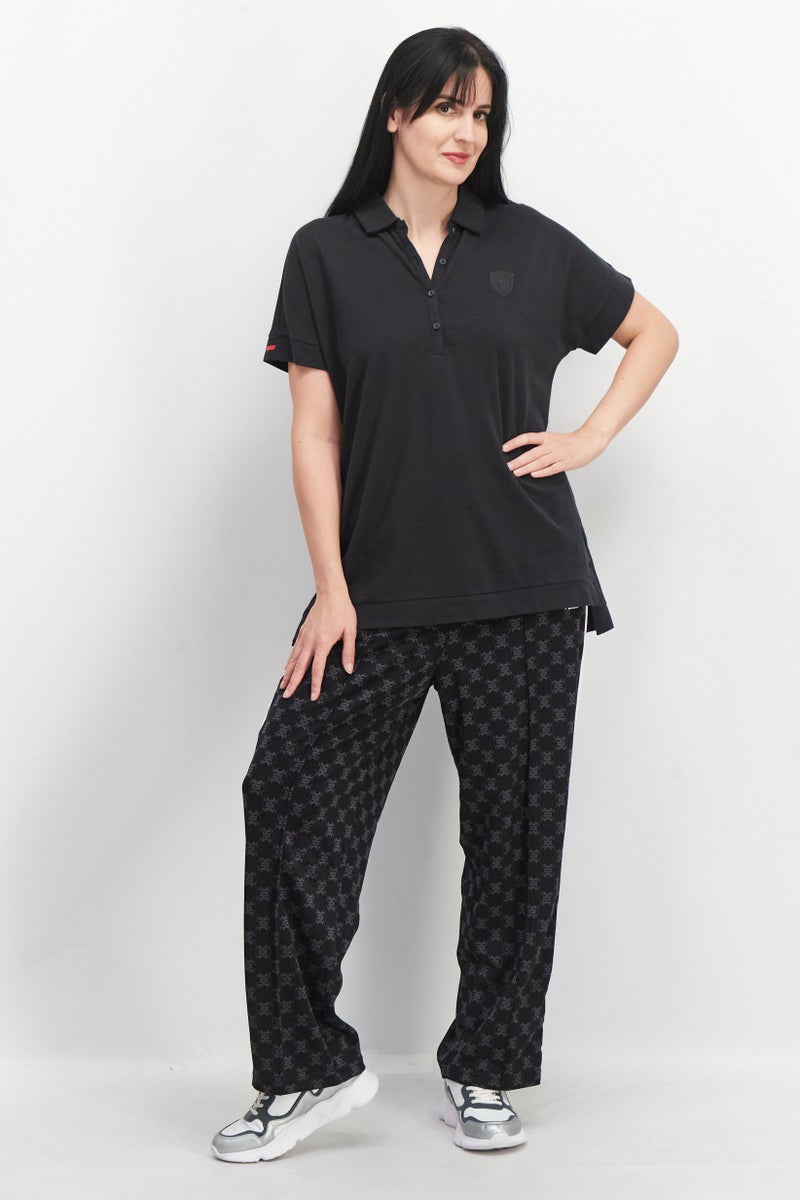 Puma x Scuderia Ferrari Women Sportswear Fit Short Sleeve Brand Logo Polo Shirt, Black - Image 4