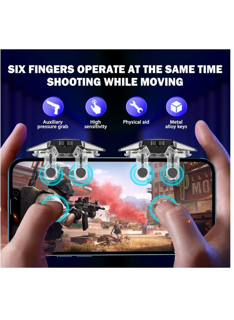 Mobile Game Controller Trigger, Mobile Game Accessories 6 Finger Trigger Sensitive Shoot and Target Buttons Smartphone Game Controller Gamepad for PUBG/Survival Rules/Knives Out  - Image 2