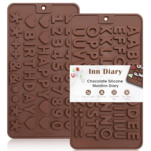 Inn Diary Silicone Letter Mold and Number Chocolate Molds with Happy Birthday Cake Decorations Symbols 2pcs - Image 1