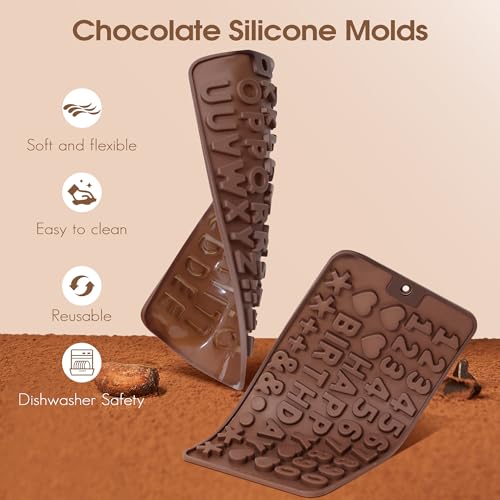 Inn Diary Silicone Letter Mold and Number Chocolate Molds with Happy Birthday Cake Decorations Symbols 2pcs - Image 3