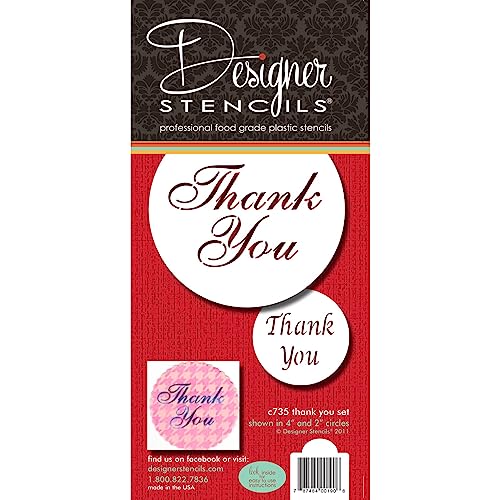Designer Stencils Thank You Cookie and Cupcake Stencil Set, Beige/Semi-Transparent - Image 1