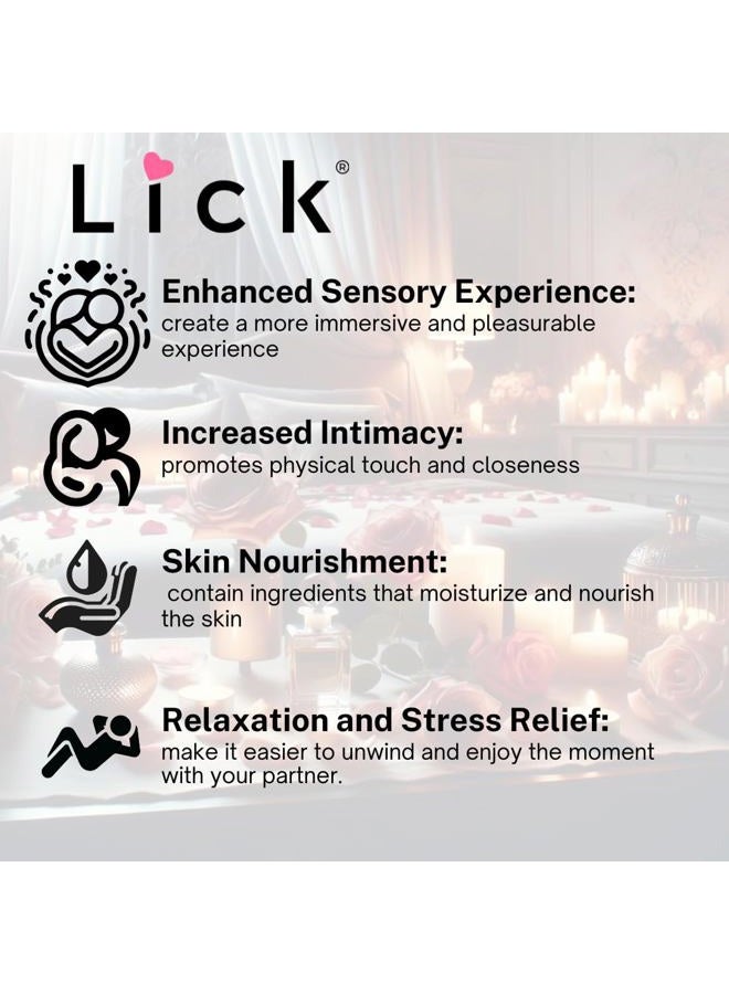 LICK زيت تدليك بنكهة الكراميل للعلاج بالتدليك - تدليك مريح للعضلات للرجال والنساء مع زيت فيتامين E الطبيعي وزيوت العلاج العطري للاستخدام على البشرة - زيوت مرطبة أساسية 4 أونصات - Image 4