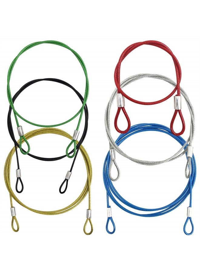 YuCool 6 Pack Safety Stainless Steel Tethers, Colorful Coated Lanyards Compatible with All GoPro Hero Series and Other Camera Devices- Red, Green, Silver, Black,Yellow,Blue - Image 1