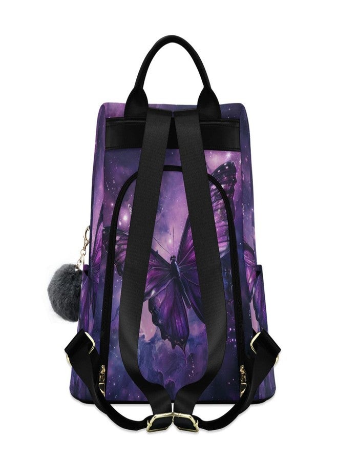 ZOEO Anti Theft Backpack Butterflies Galaxy Purple Women Large Fashion Travel Shoulder Bag Purse Rucksack Lightweight - Image 2