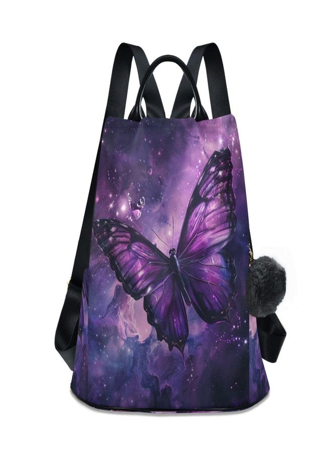 ZOEO Anti Theft Backpack Butterflies Galaxy Purple Women Large Fashion Travel Shoulder Bag Purse Rucksack Lightweight - Image 1