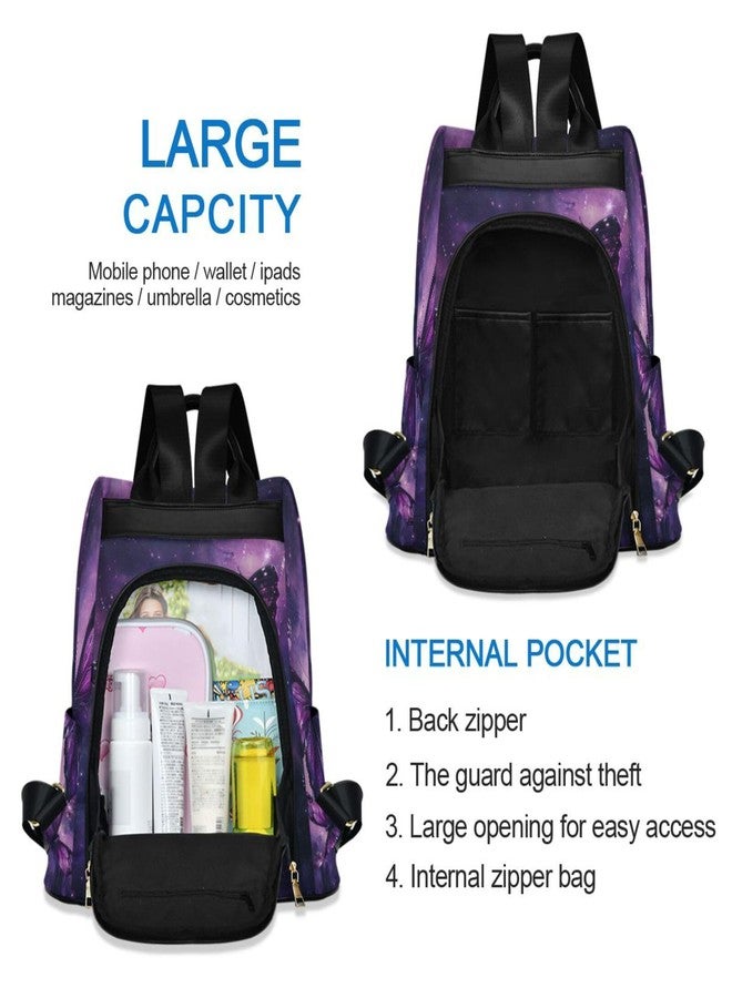 ZOEO Anti Theft Backpack Butterflies Galaxy Purple Women Large Fashion Travel Shoulder Bag Purse Rucksack Lightweight - Image 5