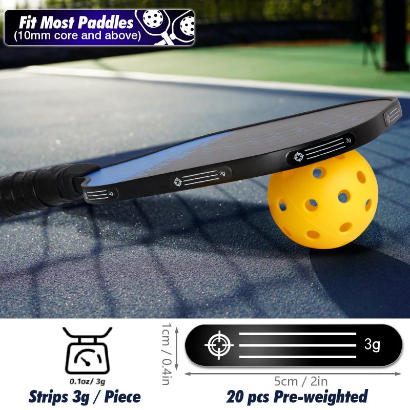 Retrora 20pcs Pickleball Lead Tape - 3M Adhesive Lead Tape for Pickleball Paddles with Storage Box, Weighted 3g Adhesive Strips for Golf Clubs Tennis Racket Increase Control & Power - Image 2