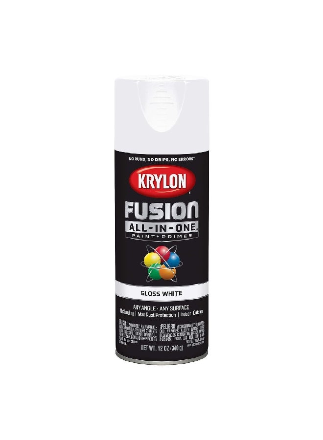 Rust Resistant Fusion All-in-One Spray Paint and Primer Gloss White 12oz K02727007