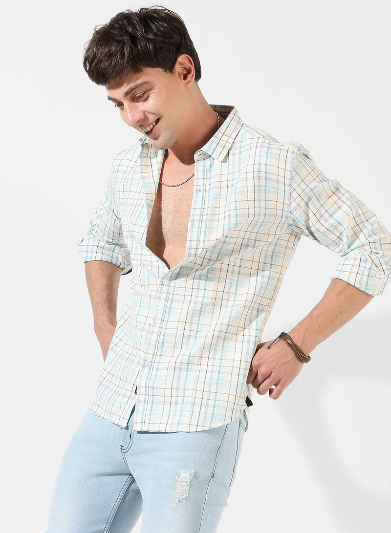 Campus Sutra Men's Multicolour Checkered Regular Fit Casual Shirt