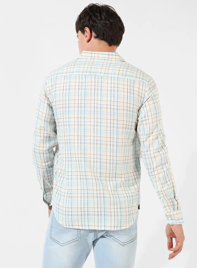 Campus Sutra Men's Multicolour Checkered Regular Fit Casual Shirt