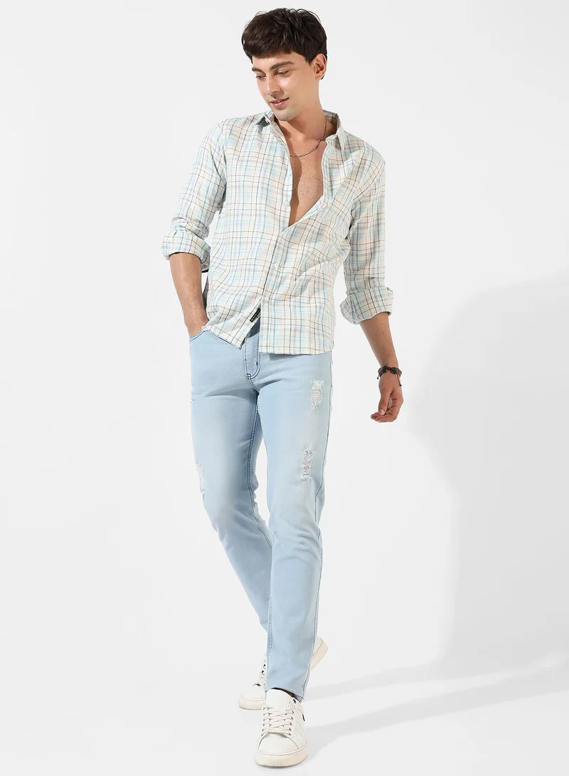 Campus Sutra Men's Multicolour Checkered Regular Fit Casual Shirt