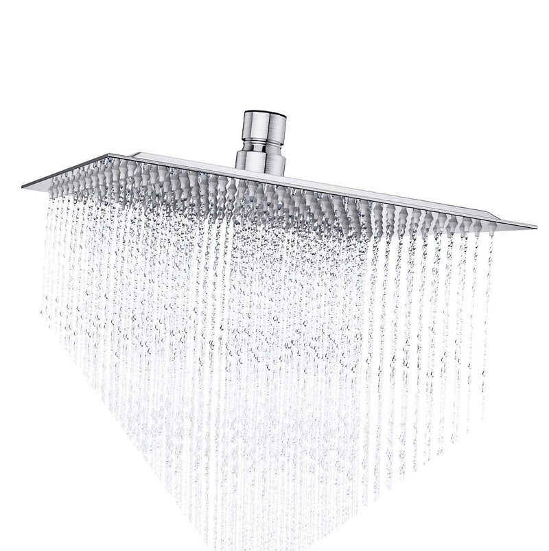 MLD MLD RSH_01 ultra slim Stainless Steel 8 inch 20 cm overhead rain shower for bathroom rain shower Square With 9 inch long steel shower arm Chrome Finish (Size 8 inch,Material-,Color Silver)  - Image 1