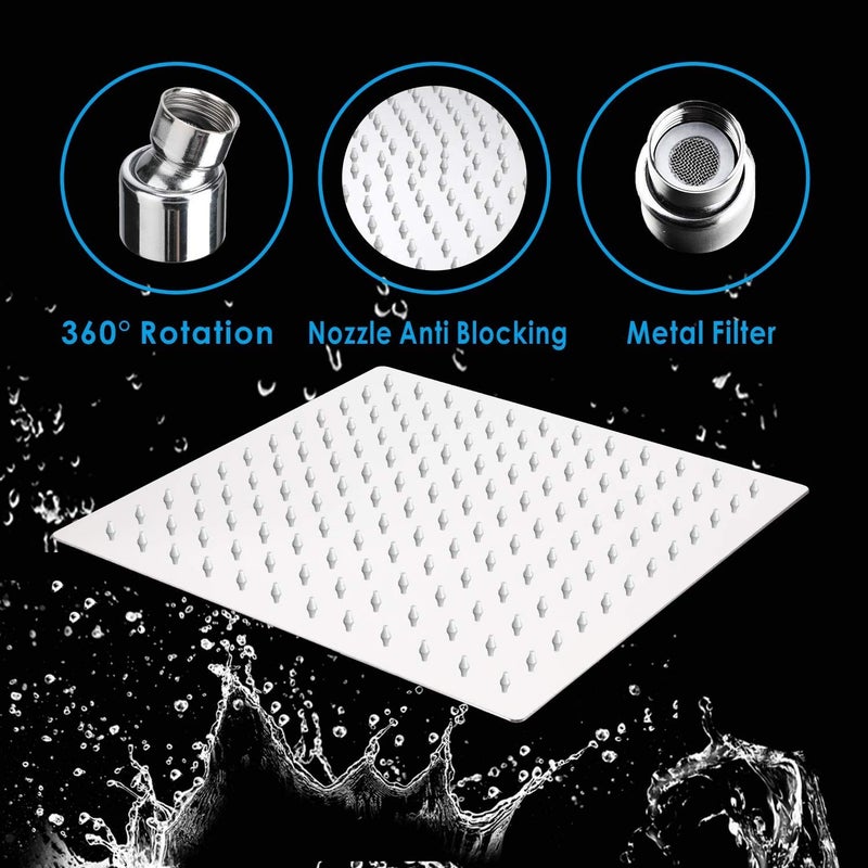 MLD MLD RSH_01 ultra slim Stainless Steel 8 inch 20 cm overhead rain shower for bathroom rain shower Square With 9 inch long steel shower arm Chrome Finish (Size 8 inch,Material-,Color Silver)  - Image 4