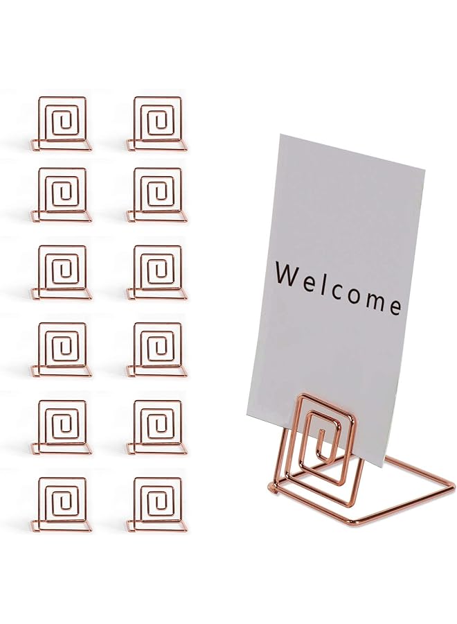 erorex 12Pcs Premium Place Card Holder Rose Gold Metal Wire Square Table Stand Number Holder Used For Photos Food Signs Memos Weddings And Restaurants And Birthdays Suitable For Party Table Decoration  - Image 1