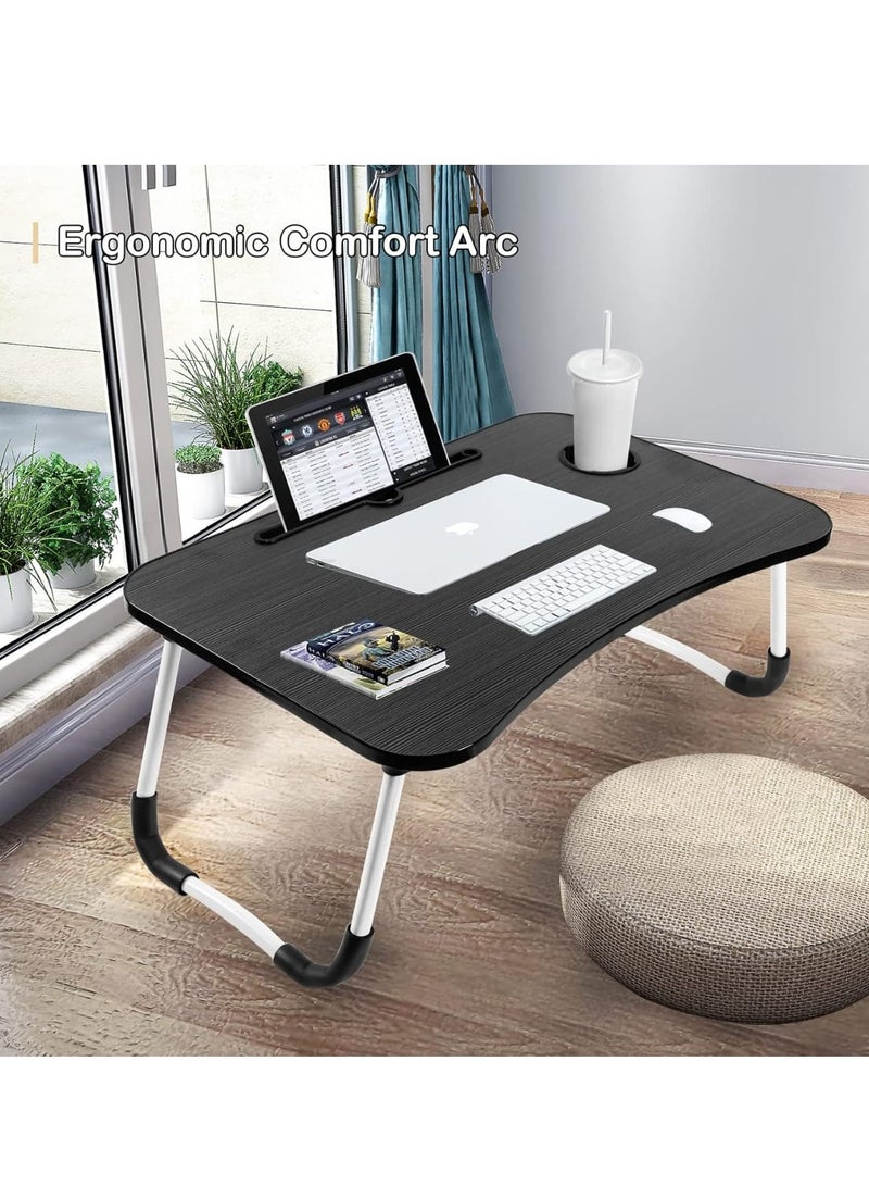 Generic Folding Laptop Desk with Slot, Folding Notebook Table with Cup Slot, Laptop Table with Folding Legs for Bed/Dining Table/Sofa  - Image 1