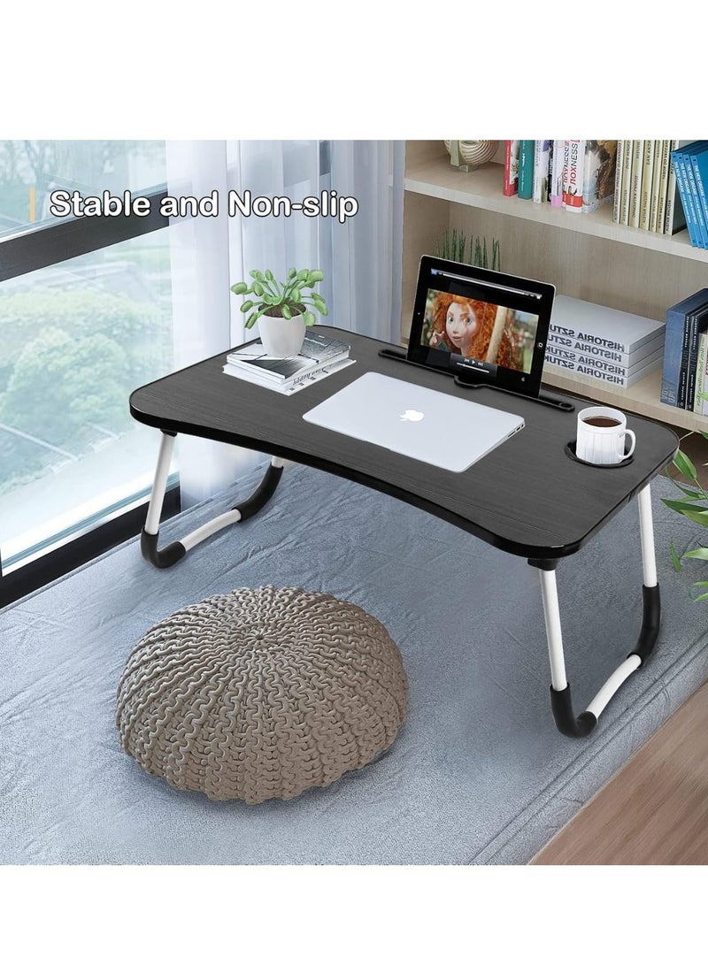 Generic Folding Laptop Desk with Slot, Folding Notebook Table with Cup Slot, Laptop Table with Folding Legs for Bed/Dining Table/Sofa  - Image 2
