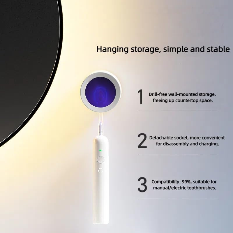 PORClean 200V Water Flosser & UV Toothbrush Sanitizer Holder Combo | Oral Irrigator for Teeth Cleaning | UV Sterilizer Dental Care Kit | Wall Mount Toothbrush Holder, IPX7 Waterproof + Rechargeable (200V+TB_Holder) - Image 4