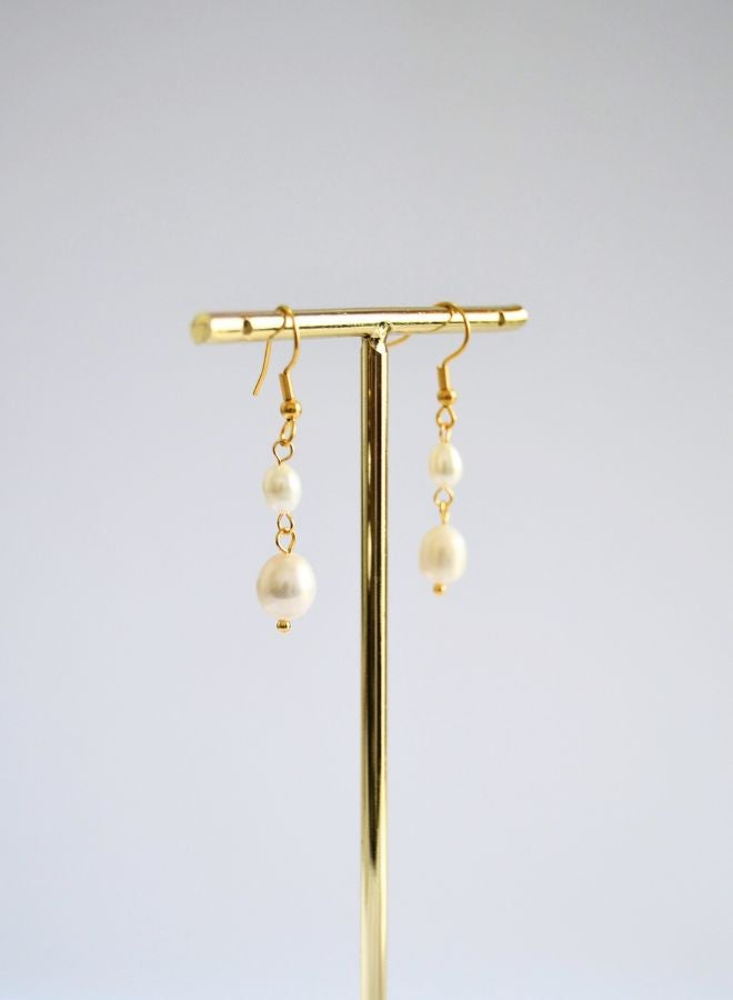 Andaazs Andaazs Women’s Aura Pearl Drop Earrings – 18K Gold-Plated Stainless Steel with Imitation Pearl – Elegant Waterproof Everyday Jewelry  - Image 3