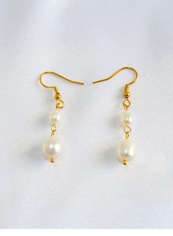 Andaazs Andaazs Women’s Aura Pearl Drop Earrings – 18K Gold-Plated Stainless Steel with Imitation Pearl – Elegant Waterproof Everyday Jewelry  - Image 4
