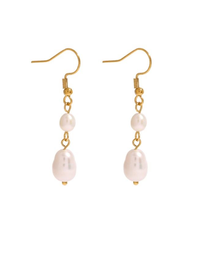 Andaazs Andaazs Women’s Aura Pearl Drop Earrings – 18K Gold-Plated Stainless Steel with Imitation Pearl – Elegant Waterproof Everyday Jewelry  - Image 2