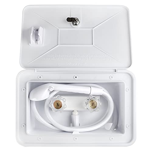 OYMOV RV Exterior Shower Box Kit with Lock for Outside, Outdoor Non-Metallic RV Accessories for RVs, Fifth Wheels, Motorhomes, Travel Trailers, Campers - White - Image 2