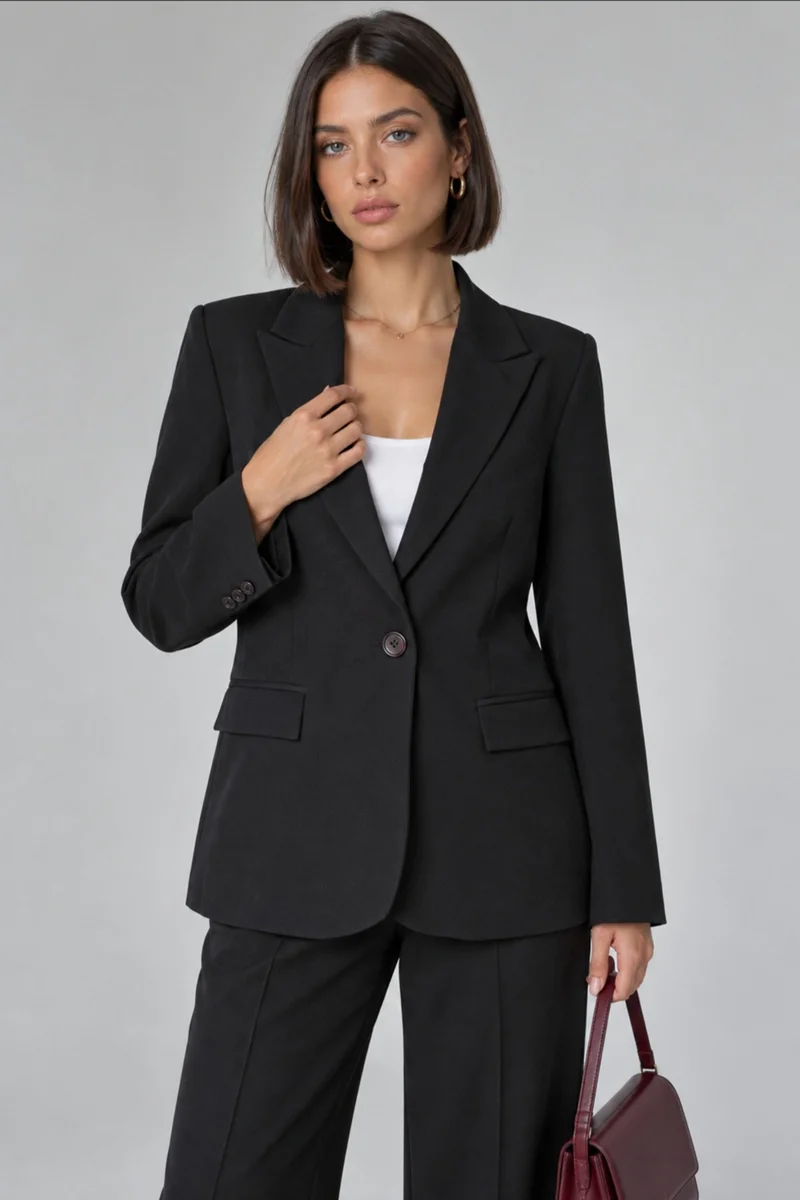 هيكاب Single-Button Blazer and Pants Suit Set