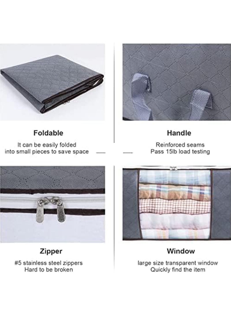 Captaintech 5 Pack 60x40 cm Large Storage Bags 90L Clothes Storage Bins Foldable Closet Organizers Storage Containers with Durable Handles Thick Fabric for Blanket Comforter Clothing Bedding - Image 3