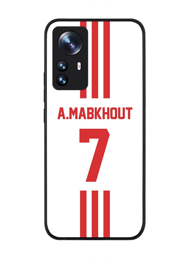 Stylizedd Rugged Black edge case for Xiaomi 12 Pro Slim fit Soft Case Flexible Rubber Edges Anti Drop TPU Gel Thin Cover - Football Team - UAE Player Name - A.Mabkhout - Image 1