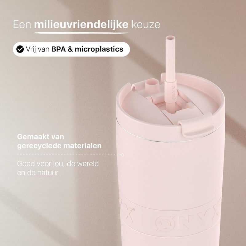Onyx Drinking Bottle with Straw - Water Bottle for Children & Adults - Thermos Cup Stainless Steel Travel Mug - Motivational Drinking Canister - Drinking Cup for School (Pink, 0.7L) - Image 4